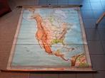 Oude landkaart. Schoolplaat. Noord Amerika., Antiek en Kunst, Antiek | Schoolplaten, Ophalen