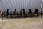 6 retro vintage stoelen/ vergaderstoelen met armleuning, Huis en Inrichting, Gebruikt, Zwart, Vintage, Ophalen of Verzenden