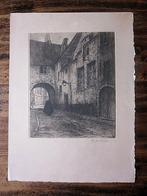 Albert Geudens Estampe originale 1920 signée Mechelen Belgiq, Antiek en Kunst, Ophalen of Verzenden