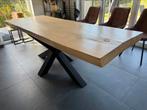 Boomstamtafel met massief eiken houten blad en salontafel, Huis en Inrichting, Tafels | Eettafels, Ophalen, Gebruikt, 200 cm of meer