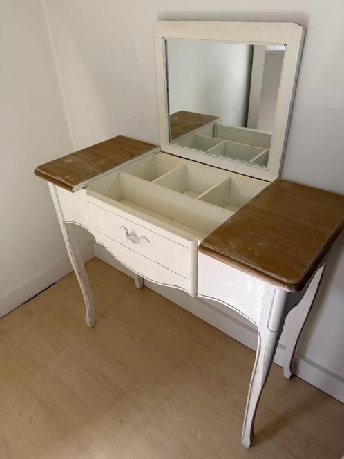 Vintage kaptafel met spiegel – €45, Huis en Inrichting, Tafels | Kaptafels, Gebruikt, 100 tot 150 cm, Minder dan 50 cm, Hout, Ophalen