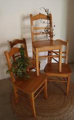 4 MOOIE  MASSIEF EIKEN STOELEN, Huis en Inrichting, Stoelen, Ophalen, Gebruikt, Bruin, Vier