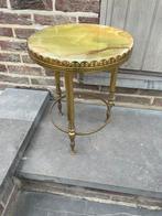 Table d'appoint ronde en laiton avec onyx, Antiquités & Art, Enlèvement