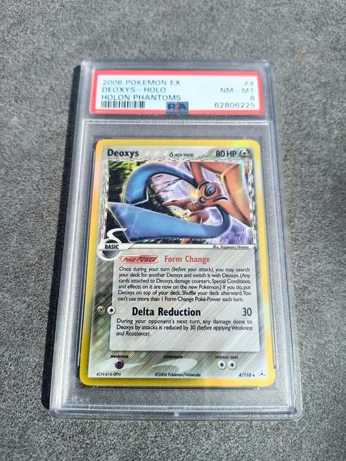 Deoxys Holo Holon Phantoms PSA 8, Hobby en Vrije tijd, Verzamelkaartspellen | Pokémon, Zo goed als nieuw, Losse kaart, Foil, Ophalen of Verzenden