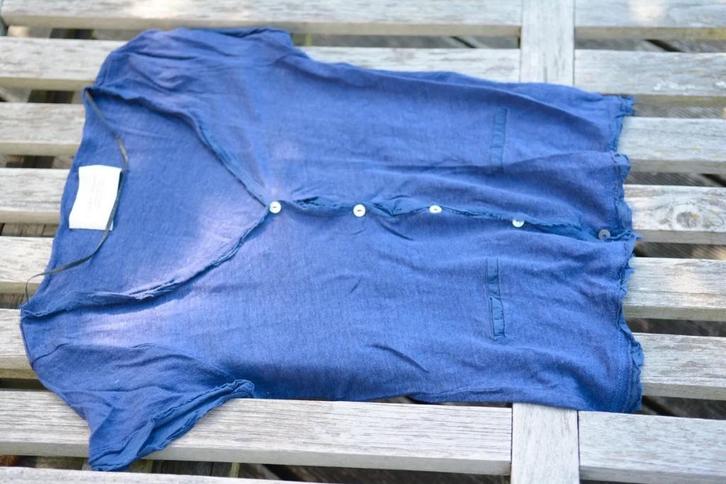 Zara blauw linnen vest/t-shirt met korte mouwen 40, Kleding | Dames, T-shirts, Zo goed als nieuw, Maat 38/40 (M), Blauw, Korte mouw