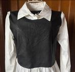Nieuwe witte bloes met zwart lederlook bewerkt M., Kleding | Dames, Maat 38/40 (M), Moda Italia, Zwart, Nieuw