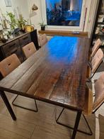 Massieve eettafel met 6 stoelen - industrieel design, Huis en Inrichting, Stoelen, Ophalen, Gebruikt, Zwart, Industrieel