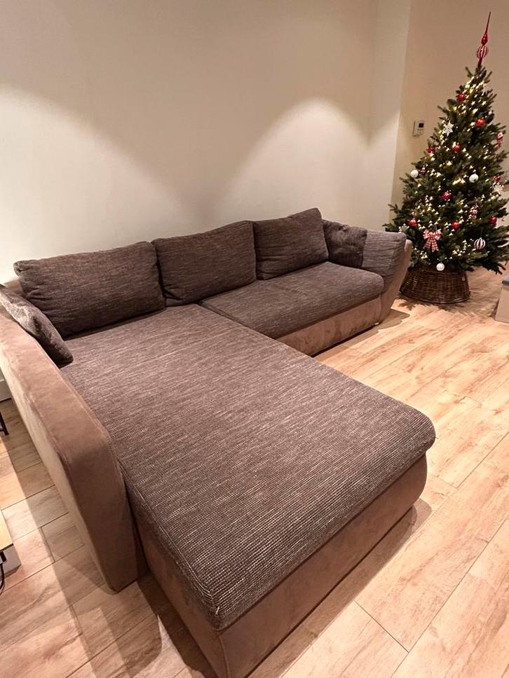 Comfortabele hoekzetel met bedfunctie/opbergruimte, Huis en Inrichting, Zetels | Zetels en Chaises Longues, Gebruikt, Driepersoons