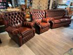 Engelse Springvale chesterfield 3-1-1 salon rood bruin, Antiek en Kunst, Ophalen of Verzenden