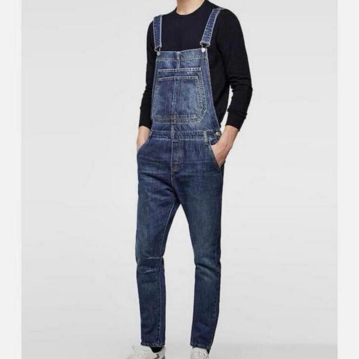 Zara man mens Overal Blauwe Slim Denim spijkerstof maat M, Kleding | Heren, Overige Herenkleding, Zo goed als nieuw, Ophalen of Verzenden