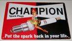 CHAMPION BOUGIES : Metalen Bord Logo Champion Spark Plugs, Envoi, Panneau publicitaire, Neuf