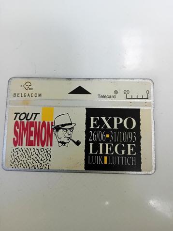 Telefoonkaart Belgacom Tout Simenon Expo Liege 1993 beschikbaar voor biedingen