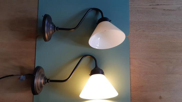 Set landelijke wandlampen 30€/stuk, 50€/set, Huis en Inrichting, Lampen | Wandlampen, Zo goed als nieuw, Glas, Ophalen