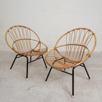 Set van 2 rotan, bamboe kinder stoelen Rohe Noordwolde, jare beschikbaar voor biedingen