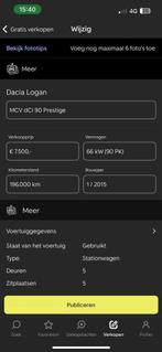 7500€ 196.000km 2015 euro5b diesel manueel, Auto's, Dacia, Voorwielaandrijving, Euro 5, Stof, Zwart