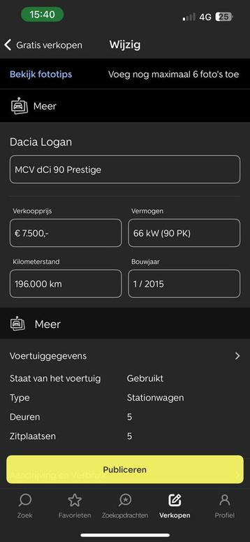 7500€ 196.000km 2015 euro5b diesel manueel, Auto's, Dacia, Voorwielaandrijving, Euro 5, Stof, Zwart