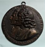 Medallion, J.J.Rousseau en Voltaire - brons (gepatineerd), Verzenden, Brons