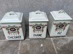 3 vintage voorraadpotten - rijst - bloem - chicorei, Antiek en Kunst, Ophalen of Verzenden