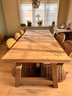 Mooie landelijke eettafel - 6 rotan stoelen – nieuwstaat!, Ophalen, Zo goed als nieuw
