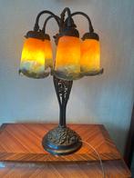 Le verre français Lampe art nouveau 5 tulipes pâte de verre, Ophalen, Zo goed als nieuw, Glas