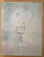 A493-36 Oude tekening en aquarel - Vrouw in lingerie - Vaas, Antiek en Kunst, Ophalen of Verzenden