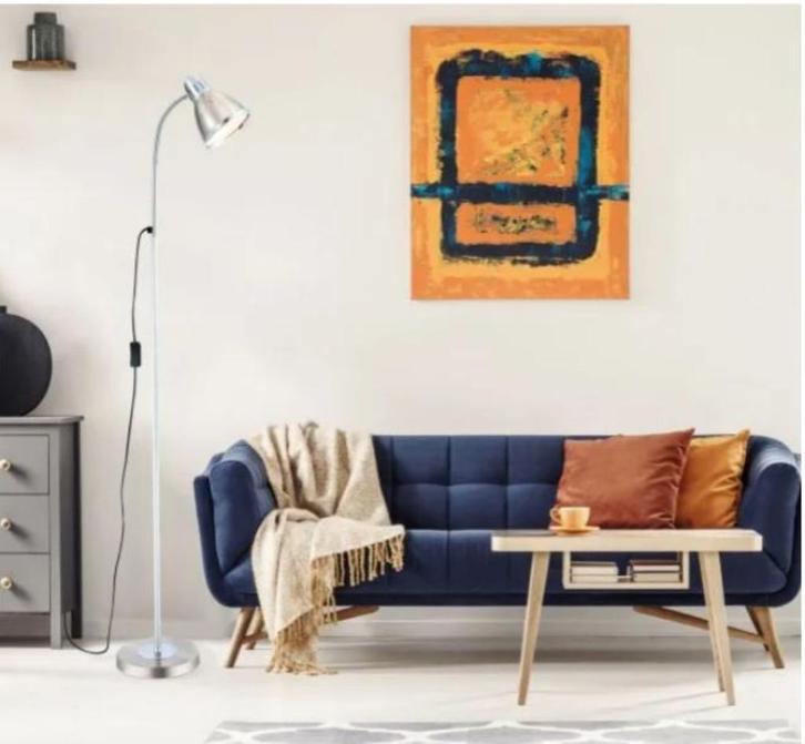 GLOBO staanlamp EGO dimbaar zilverkleurig NIEUW, Huis en Inrichting, Lampen | Vloerlampen, Nieuw, 150 tot 200 cm, Metaal, Ophalen of Verzenden