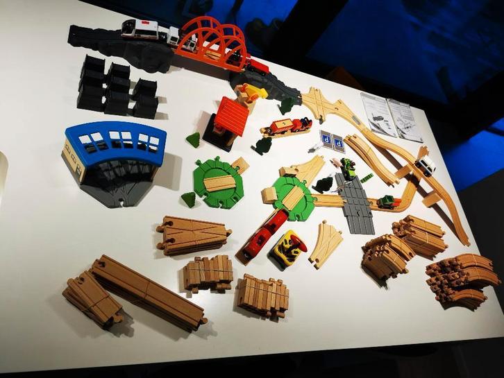 Houten treinset, Kinderen en Baby's, Speelgoed | Houten speelgoed, Gebruikt, Duw- of Trekspeelgoed, Ophalen