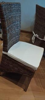 4 chaises rotin et Mahogany massif de "Maisons du Monde", Enlèvement, Comme neuf, Tissus, Quatre