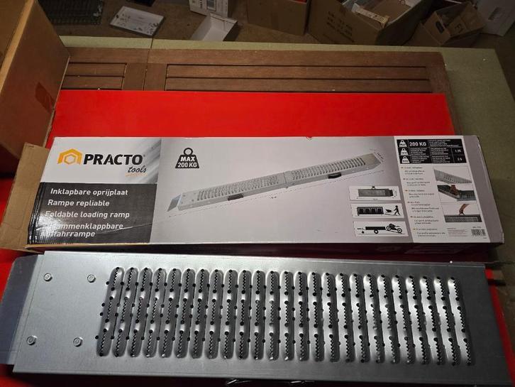 Practo Tools inklapbare oprijplaat 190cm, Auto diversen, Aanhangwagen-onderdelen, Nieuw, Ophalen