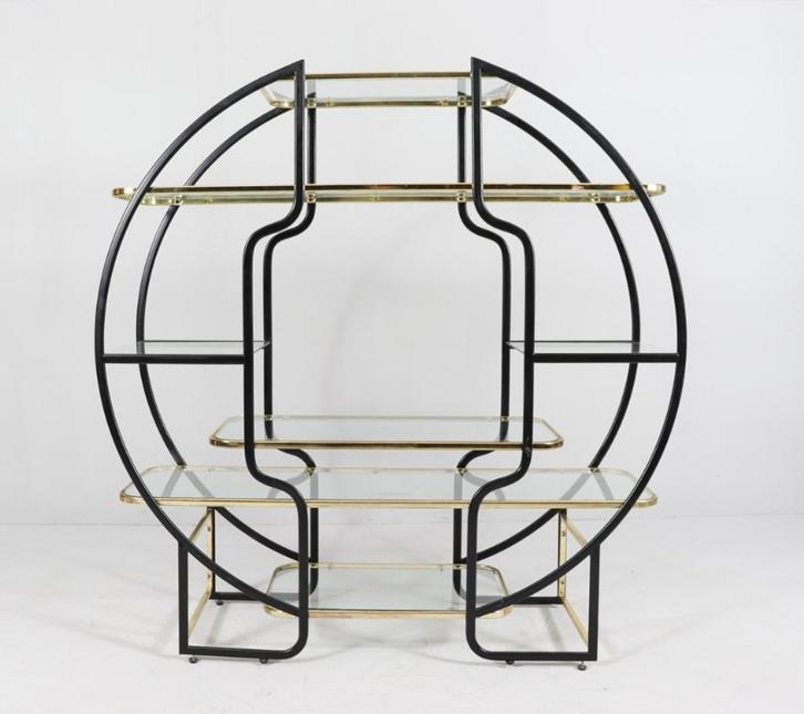 Luxe Etagère Hollywood Regency, Huis en Inrichting, Kasten | Vitrinekasten, Glas, Metaal, Ophalen of Verzenden