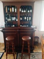 Mahoniehouten bar met achterkast + 2 krukken, Huis en Inrichting, Barren, Ophalen