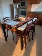 keukentafel met 4 stoelen, Quatre personnes, 150 à 200 cm, Enlèvement ou Envoi, Utilisé