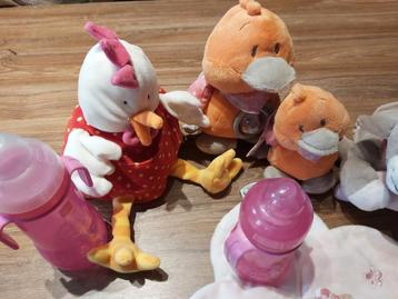 Lot jouets tissu Noukies, Lilliputiens, biberons MAM peluche