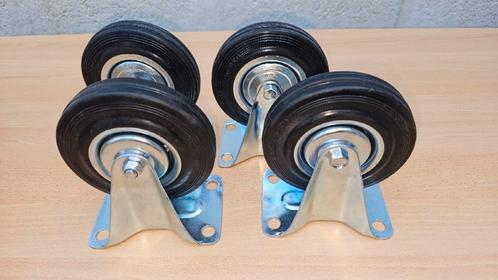 Set 4 bokwielen 125-37,50/50 op plaat 100x80mm hoogte 155mm, Bricolage & Construction, Roues & Roulettes pivotantes, Comme neuf