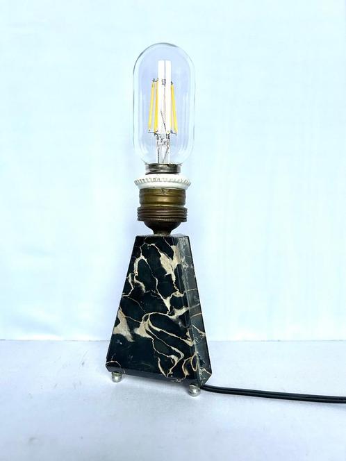 vintage retro tafellamp lampvoetje marmer koperen fitting, Collections, Rétro, Enlèvement ou Envoi