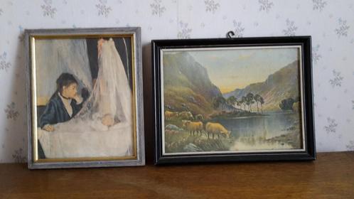 2 retro kaders met prenten, Antiek en Kunst, Curiosa en Brocante, Ophalen of Verzenden
