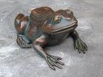 beeld van een grote kikker in groenbruin gepatineerd brons., Tuin en Terras, Nieuw, Overige materialen, Ophalen of Verzenden, Dierenbeeld