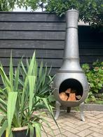 Unieke zilvergrijze grote gietijzeren tuinhaard 145 cm hoog!, Tuin en Terras, Tuinhaarden, Ophalen, Gebruikt