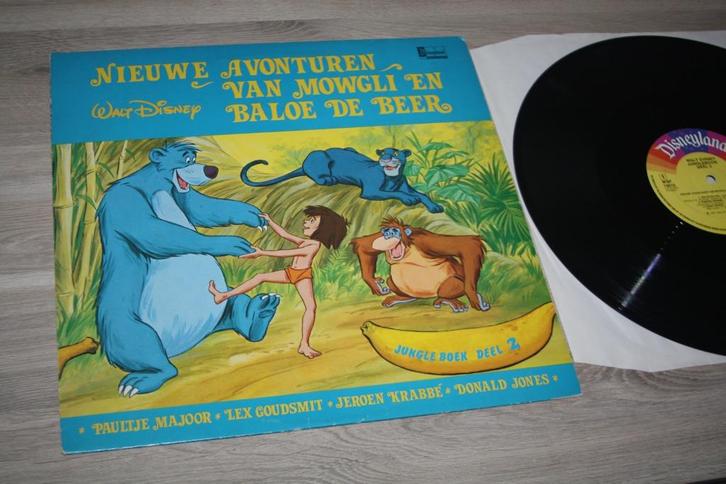 Walt Disney ,LP nieuwe avonturen van Mowgli en Baloe de beer, Verzamelen, Disney, Gebruikt, Overige typen, Leeuwenkoning of Jungle Boek