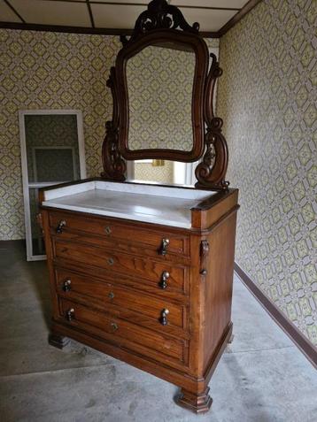 ancien meuble lavabo avec plateau en marbre et miroir inclin, Enlèvement