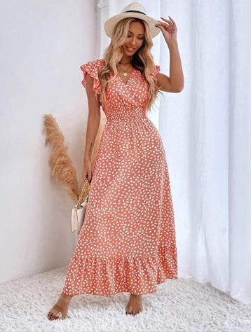 Shein - lange jurk - (oud)roze - maat L - korte mouw
