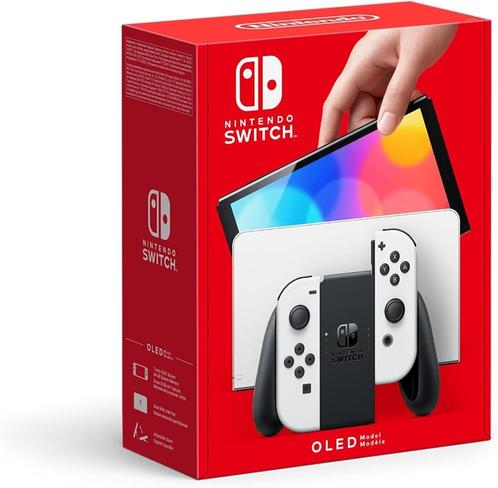 Neuf -  Nintendo Switch OLED - manettes + docking Blanches, Games en Spelcomputers, Spelcomputers | Nintendo Switch, Nieuw, Switch OLED