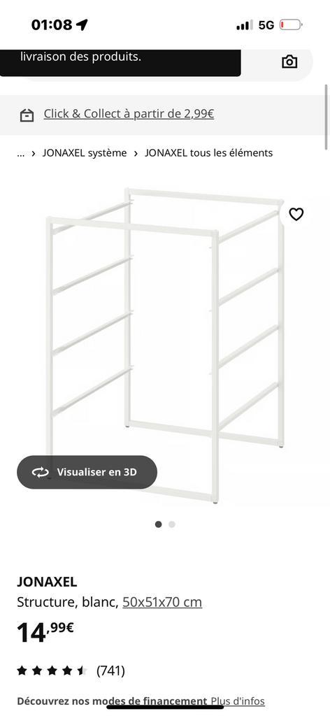 Structure IKEA JONAXEL blanche, Huis en Inrichting, Kasten | Kleerkasten, Zo goed als nieuw, Ophalen
