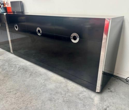 ZELDZAME BUFFET WILLY RIZZO ZWART GELAKT 1970s MARIO SABOT, Huis en Inrichting, Kasten | Buffetkasten, Gebruikt, Minder dan 100 cm