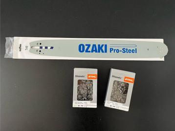 Ozaki zaagblad 45cm + 2 Stihl kettingen  beschikbaar voor biedingen