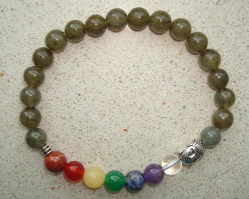Collier en perles semi-précieuses labradorite de 8 mm., Bijoux, Sacs & Beauté, Bracelets, Neuf, Élastique, Avec bracelets à breloques ou perles