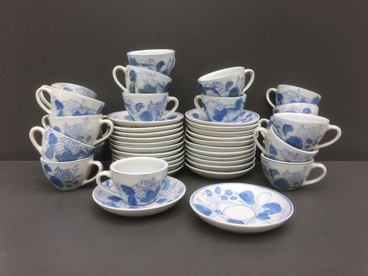 Set van 20 Blue China koppen en onderzetters, Huis en Inrichting, Keuken | Servies, Gebruikt, Kop(pen) en/of Schotel(s), Keramiek