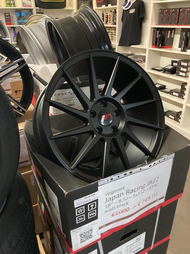 Velgenset JR22 18" 8,5J ET40 5x112 Matt Black NIEUW, Auto diversen, Tuning en Styling, Ophalen of Verzenden