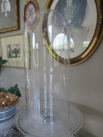 stolp-glas-H 45cm-diam 19cm-zonder sokkel-VINTAGE beschikbaar voor biedingen