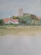 Aquarel Oostkerke, Antiek en Kunst, Kunst | Litho's en Zeefdrukken, Ophalen of Verzenden